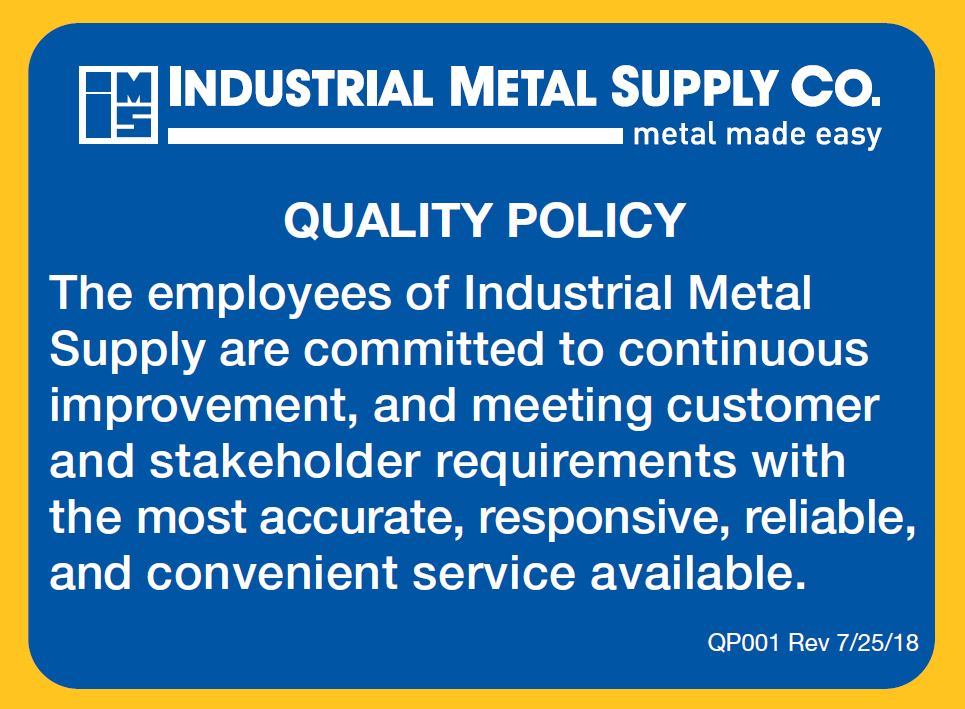 ISO 90012015 Industrial Metal Supply